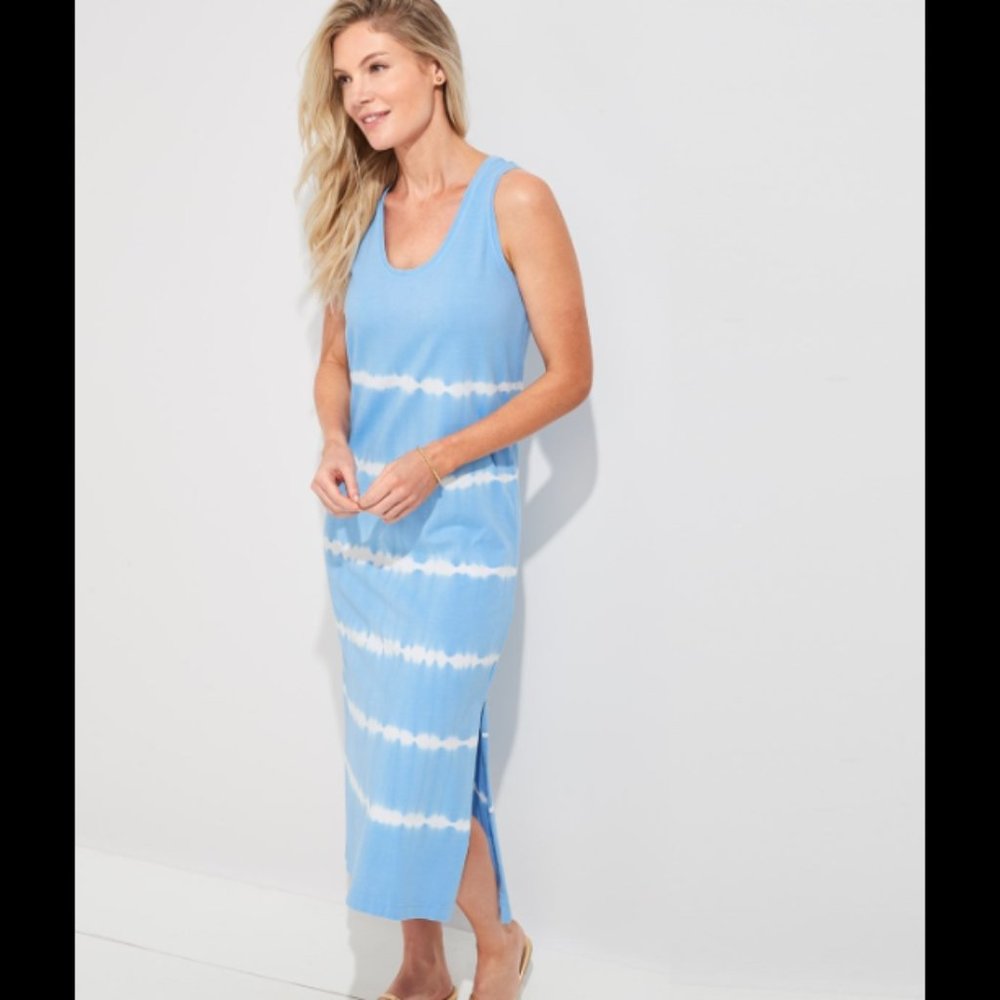 Vineyard Vines Tie Dyed Maxi Dress Bimini Blue Medium NWT